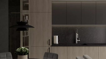 Salon - stół, kuchnia