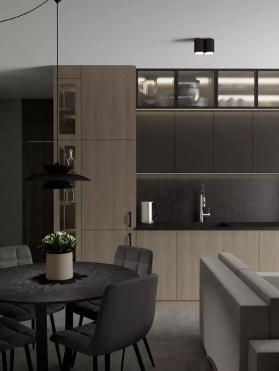 Salon - stół, kuchnia